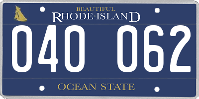 RI license plate 040062
