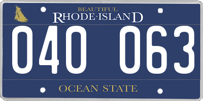 RI license plate 040063