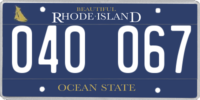 RI license plate 040067