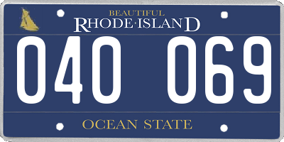 RI license plate 040069