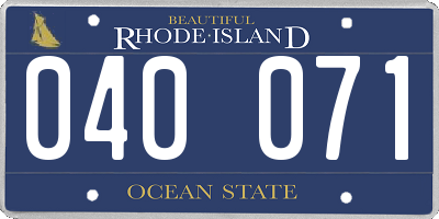 RI license plate 040071
