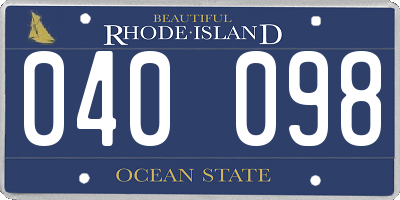 RI license plate 040098