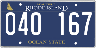 RI license plate 040167