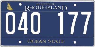 RI license plate 040177