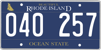 RI license plate 040257