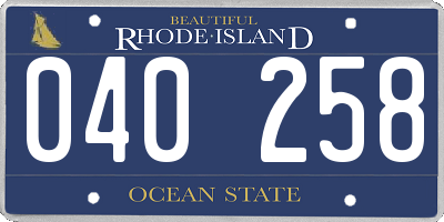 RI license plate 040258