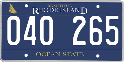 RI license plate 040265