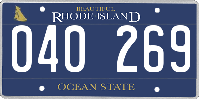 RI license plate 040269