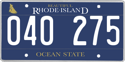 RI license plate 040275