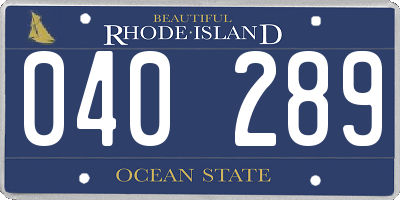 RI license plate 040289