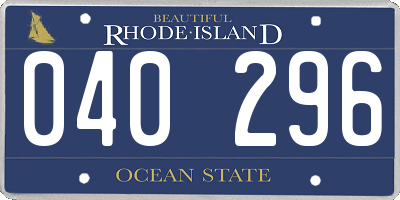 RI license plate 040296