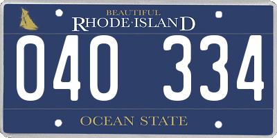 RI license plate 040334