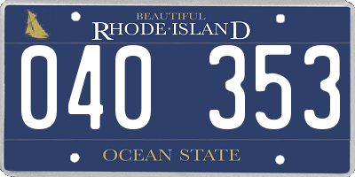 RI license plate 040353