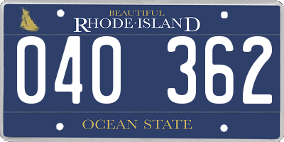 RI license plate 040362