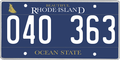 RI license plate 040363
