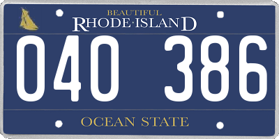 RI license plate 040386