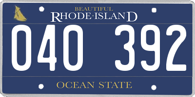 RI license plate 040392