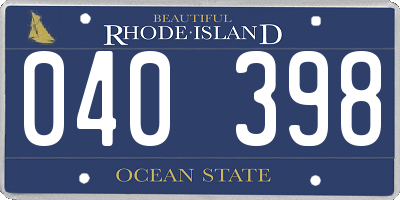 RI license plate 040398
