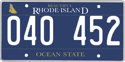 RI license plate 040452