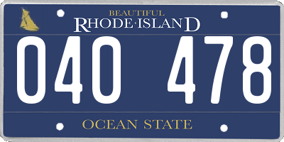 RI license plate 040478