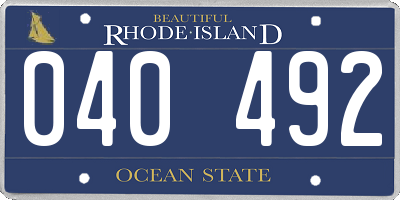 RI license plate 040492