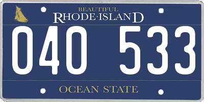 RI license plate 040533