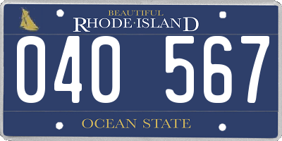 RI license plate 040567