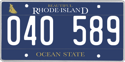 RI license plate 040589
