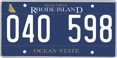 RI license plate 040598