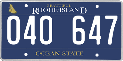 RI license plate 040647