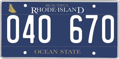 RI license plate 040670