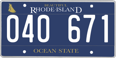 RI license plate 040671