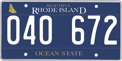 RI license plate 040672