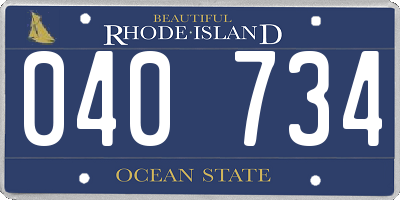 RI license plate 040734