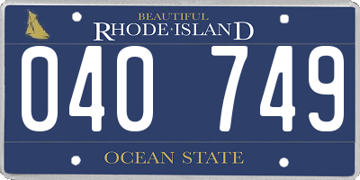 RI license plate 040749
