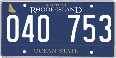 RI license plate 040753