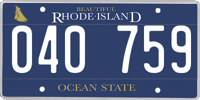 RI license plate 040759