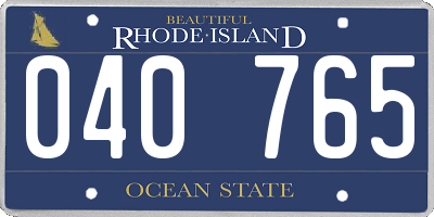 RI license plate 040765