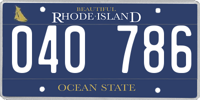 RI license plate 040786