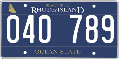 RI license plate 040789
