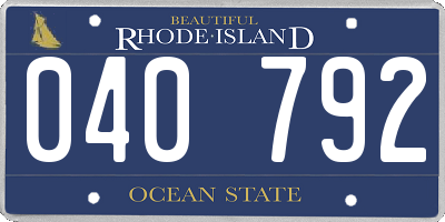 RI license plate 040792