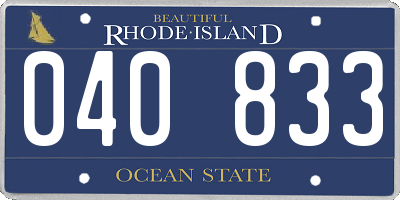 RI license plate 040833