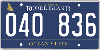 RI license plate 040836