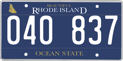 RI license plate 040837