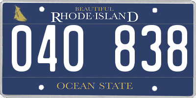 RI license plate 040838