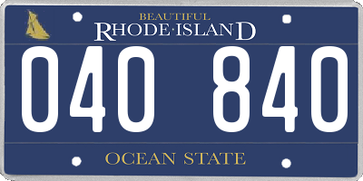RI license plate 040840