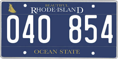 RI license plate 040854