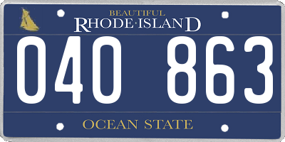 RI license plate 040863