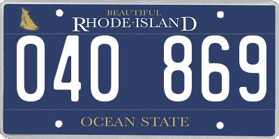 RI license plate 040869