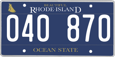 RI license plate 040870